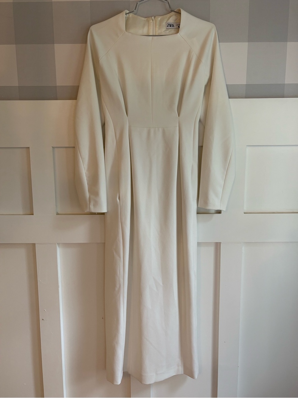 Zara White Long-Sleeve Formal Wedding Maxi Dress Small - Picture 7 of 10
